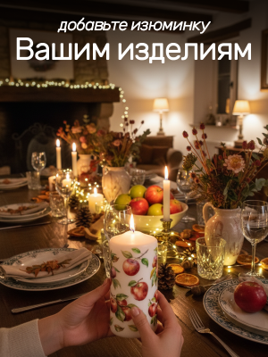 Наклейки переводные для свечей и декора Яблоки из каталога Наклейки декупажные для декора свечей, яиц, изделий из гипса, в интернет-магазине BPW.style